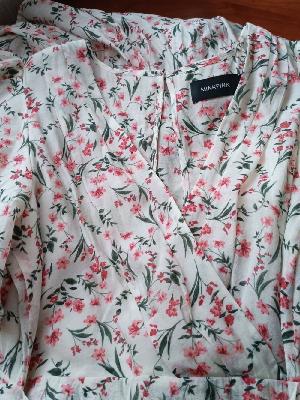 NWT Petite Pink Red Flowers on Cream Midi Dress Size Large